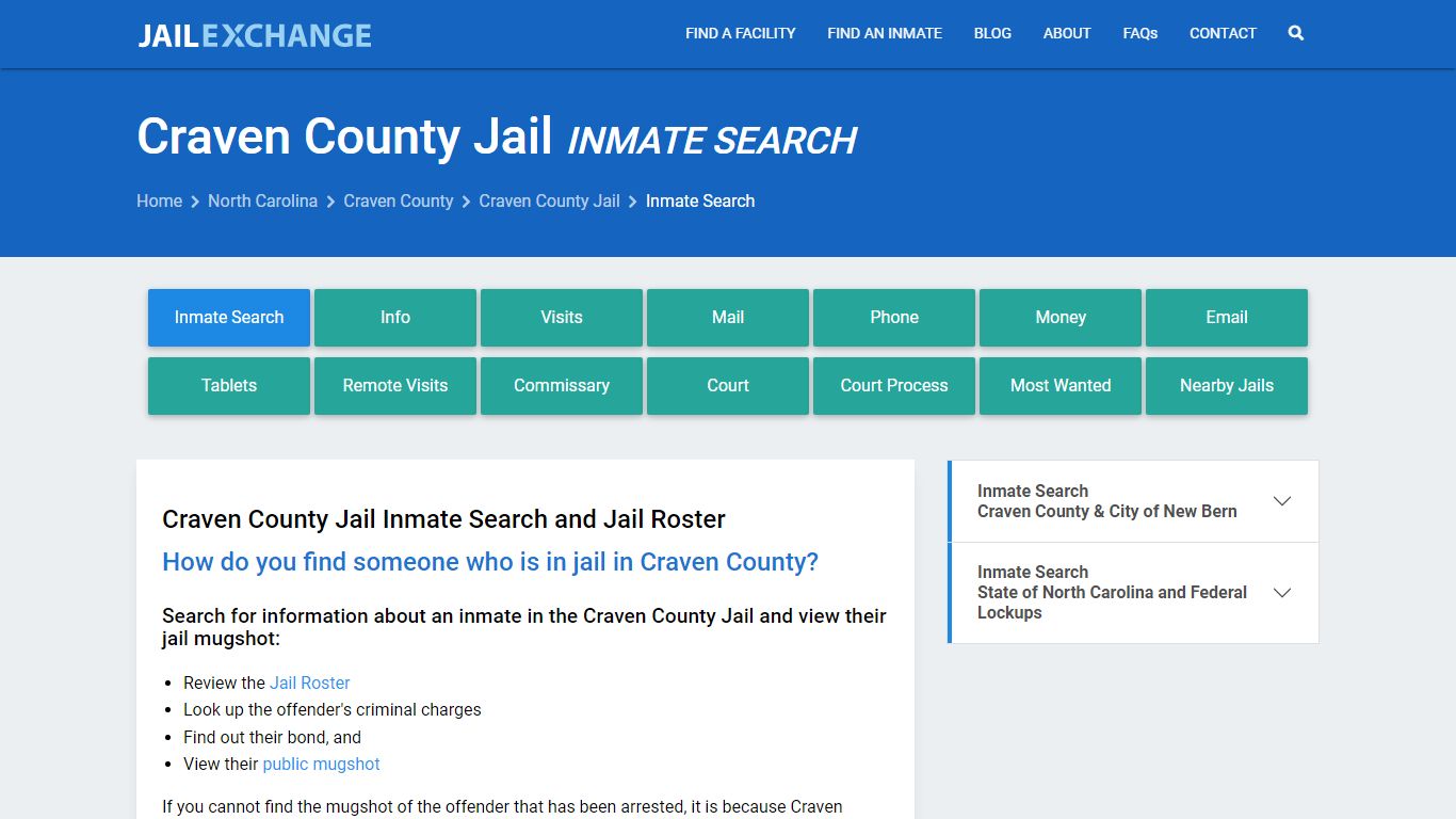 Craven County Jail Inmate Search - Jail Exchange